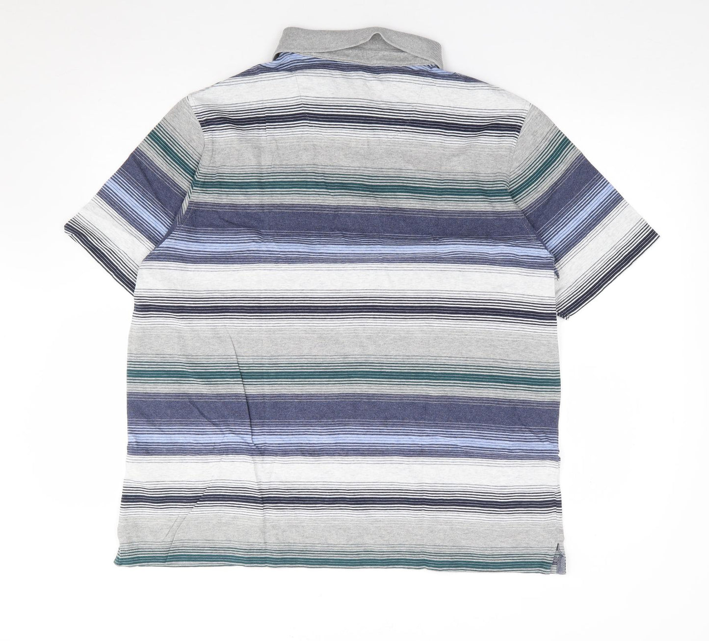 Marks and Spencer Mens Multicoloured Striped Cotton  Polo Size XL Collared Pullover