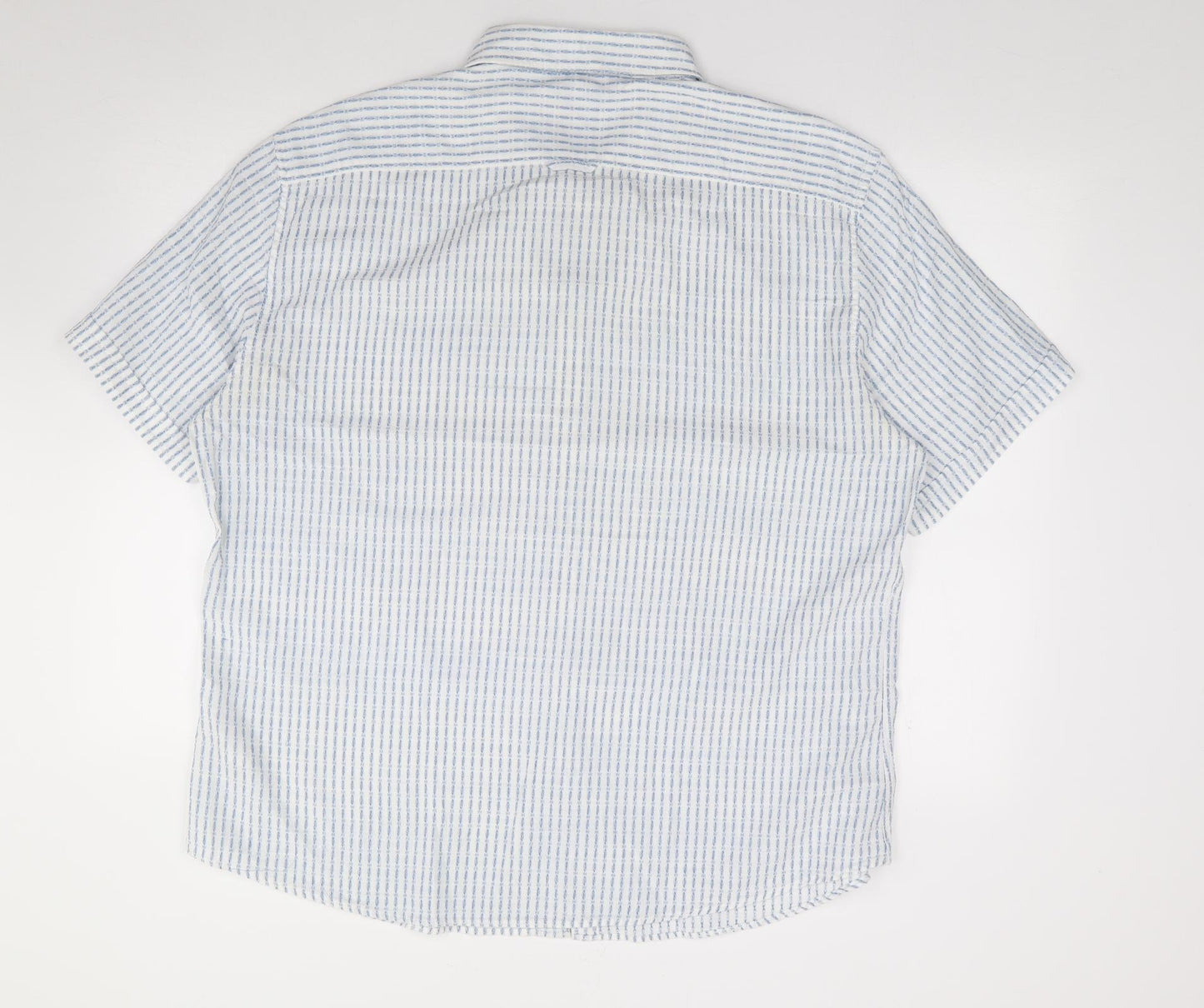 Marks and Spencer Mens Ivory Geometric Cotton  Button-Up Size 2XL Collared Button
