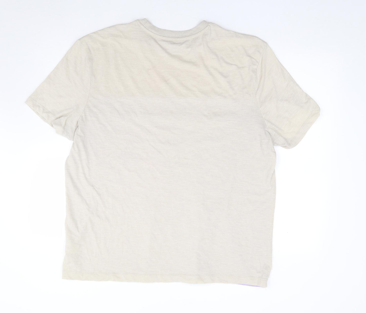 Primark Mens Beige Colourblock Polyester  T-Shirt Size 2XL Crew Neck