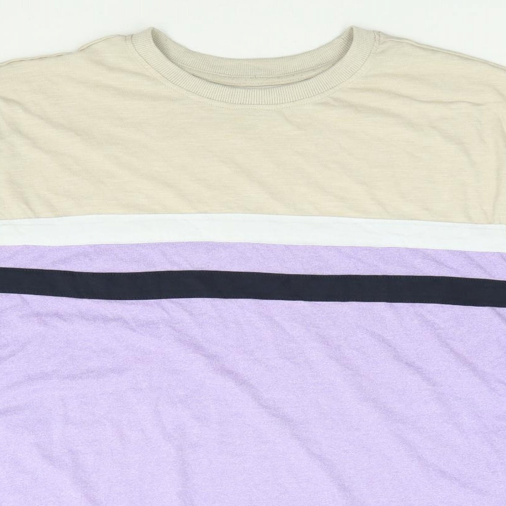 Primark Mens Beige Colourblock Polyester  T-Shirt Size 2XL Crew Neck