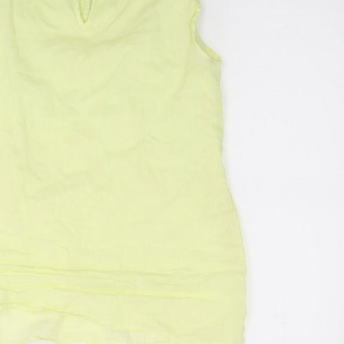 Oasis Womens Yellow  100% Cotton Jersey Blouse Size 12 Round Neck