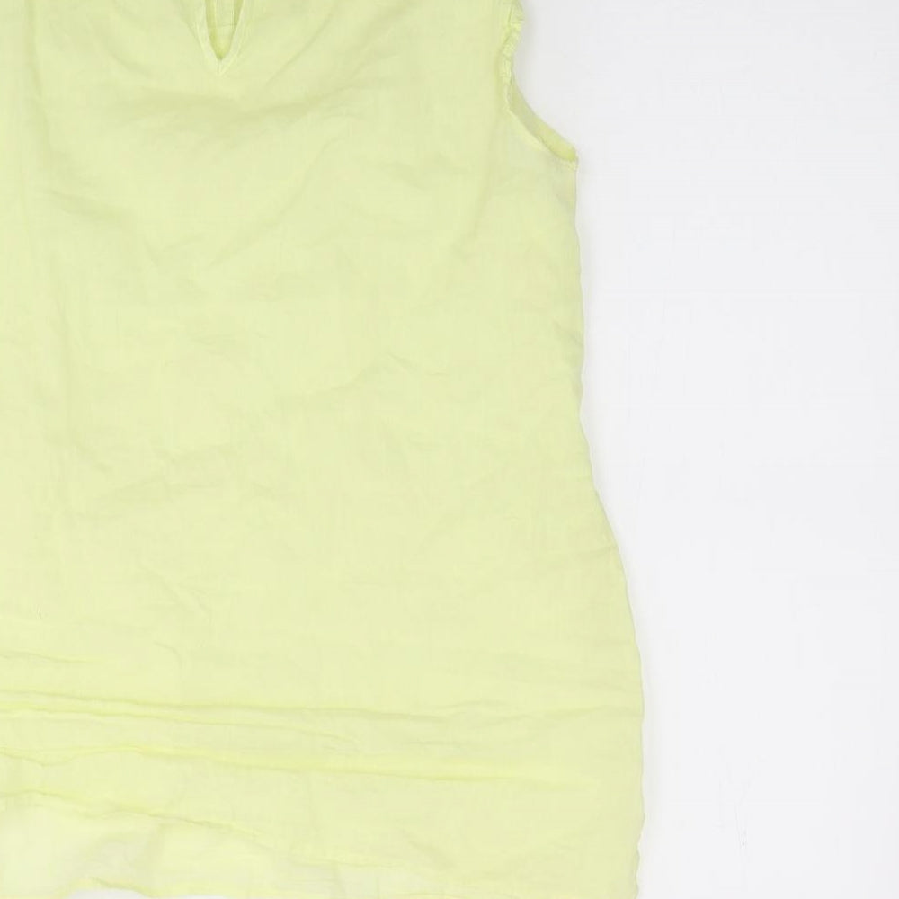 Oasis Womens Yellow  100% Cotton Jersey Blouse Size 12 Round Neck