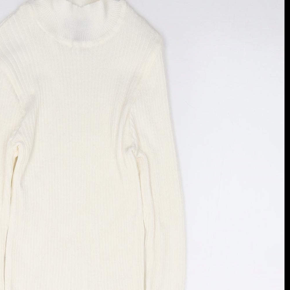 Primark  Womens Ivory High Neck  Polyester Pullover Jumper Size S   - Ribbed