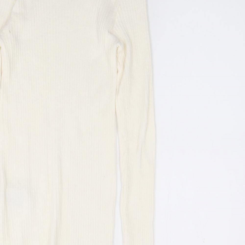 Primark  Womens Ivory High Neck  Polyester Pullover Jumper Size S   - Ribbed