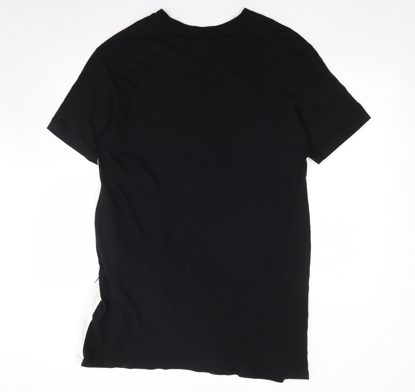 H&M  Womens Black  100% Cotton T-Shirt Dress  Size 14  Crew Neck Pullover