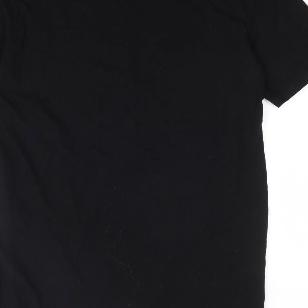 H&M  Womens Black  100% Cotton T-Shirt Dress  Size 14  Crew Neck Pullover