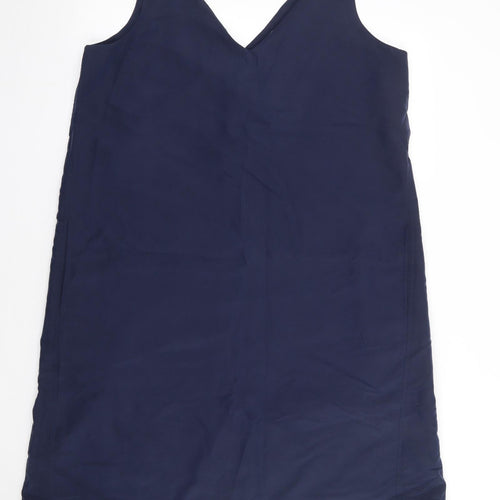Marks and Spencer Womens Blue  Polyester Shift  Size 14  V-Neck Pullover