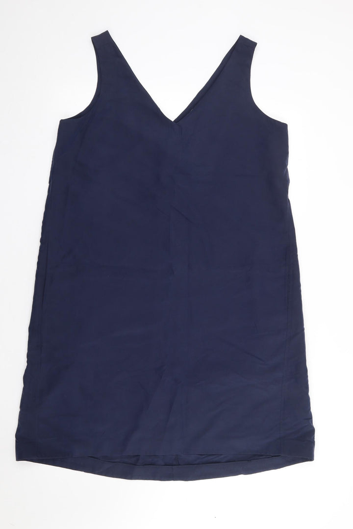 Marks and Spencer Womens Blue Polyester Shift Size 14 V-Neck Pullover