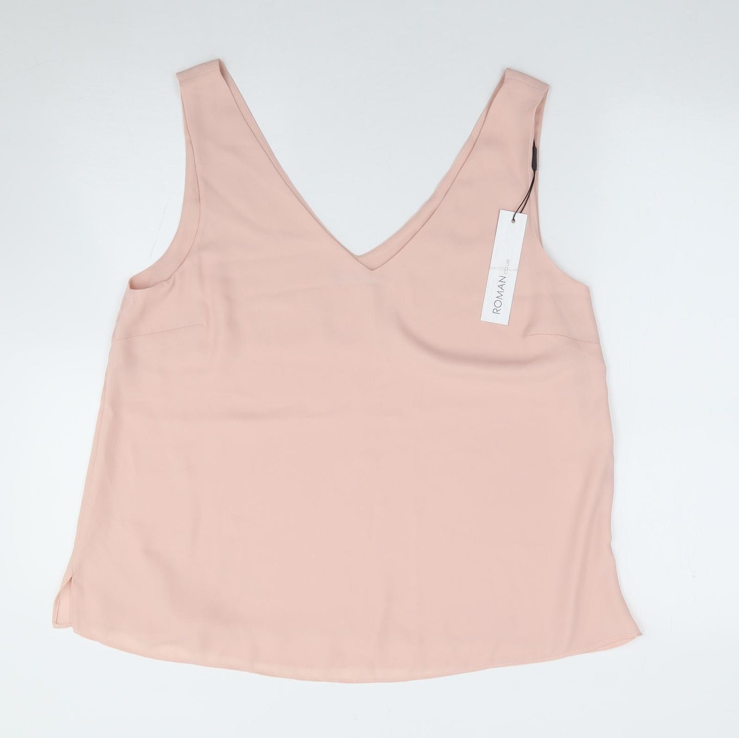 Roman Womens Pink  Polyester Camisole Tank Size 18 V-Neck