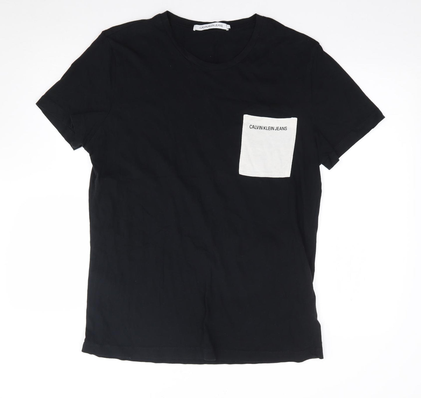 Calvin Klein Jeans  Mens Black  Cotton  T-Shirt Size XL Crew Neck