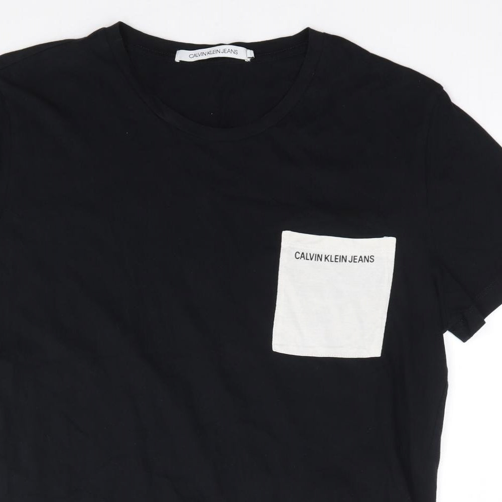 Calvin Klein Jeans  Mens Black  Cotton  T-Shirt Size XL Crew Neck