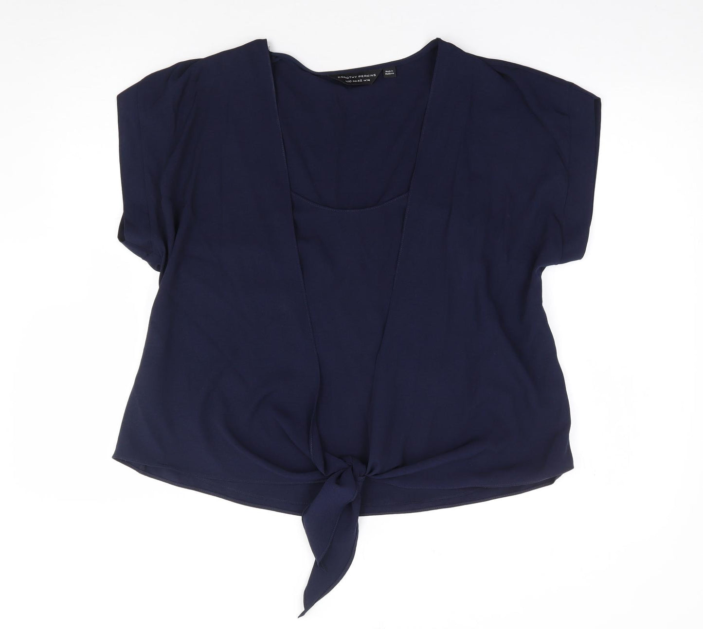 Dorothy Perkins  Womens Blue  Polyester Kimono Blouse Size 14 Scoop Neck