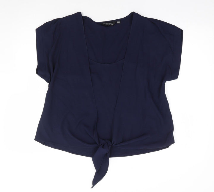 Dorothy Perkins Womens Blue Polyester Kimono Blouse Size 14 Scoop Neck
