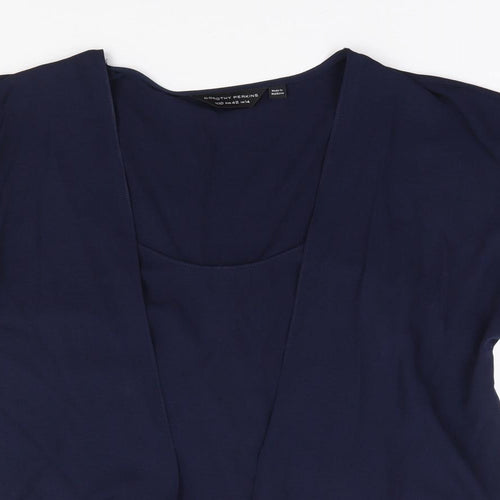 Dorothy Perkins  Womens Blue  Polyester Kimono Blouse Size 14 Scoop Neck
