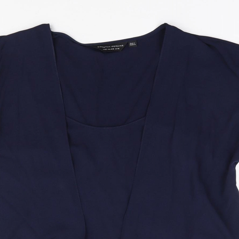Dorothy Perkins  Womens Blue  Polyester Kimono Blouse Size 14 Scoop Neck