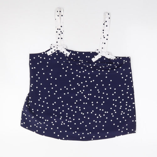 Savida Womens Blue Polka Dot Polyester Camisole Blouse Size L Square Neck