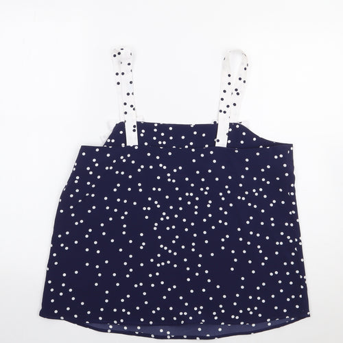 Savida Womens Blue Polka Dot Polyester Camisole Blouse Size L Square Neck