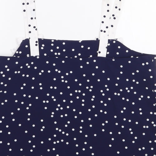 Savida Womens Blue Polka Dot Polyester Camisole Blouse Size L Square Neck