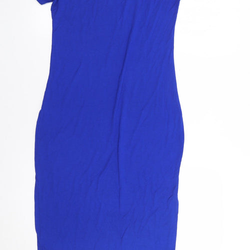 Style Womens Blue  Viscose Bodycon  Size S  Off the Shoulder Pullover
