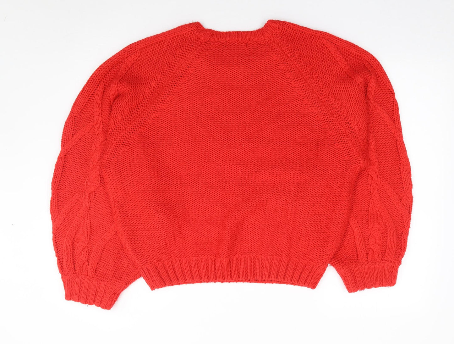 Brave Soul  Womens Red Round Neck  Acrylic Pullover Jumper Size 14
