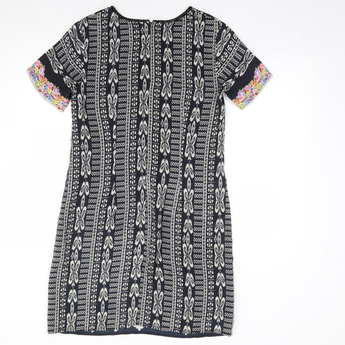 Pomodoro Womens Multicoloured Geometric Polyester A-Line  Size 10  V-Neck Zip