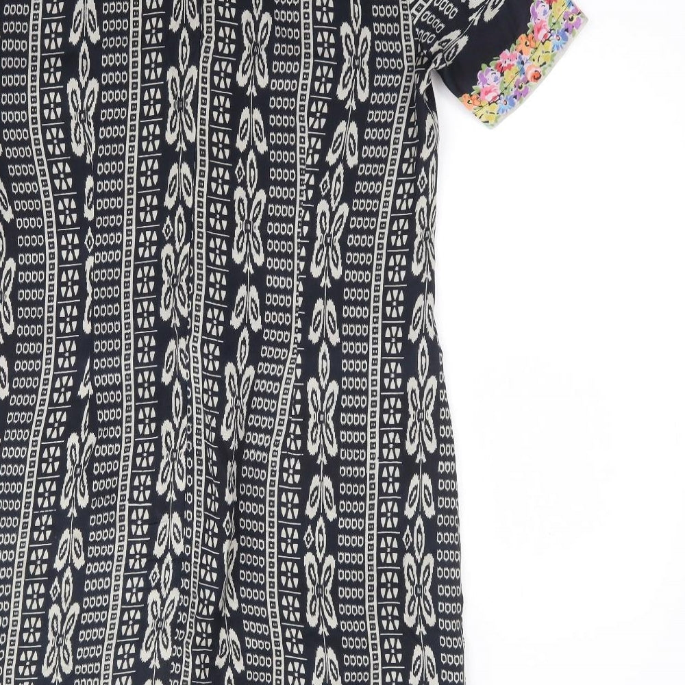 Pomodoro Womens Multicoloured Geometric Polyester A-Line  Size 10  V-Neck Zip