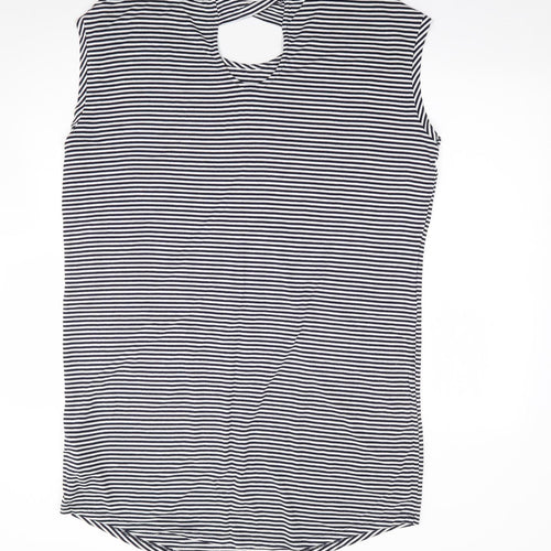 F&F Womens Blue Striped Viscose A-Line  Size 16  Scoop Neck Pullover