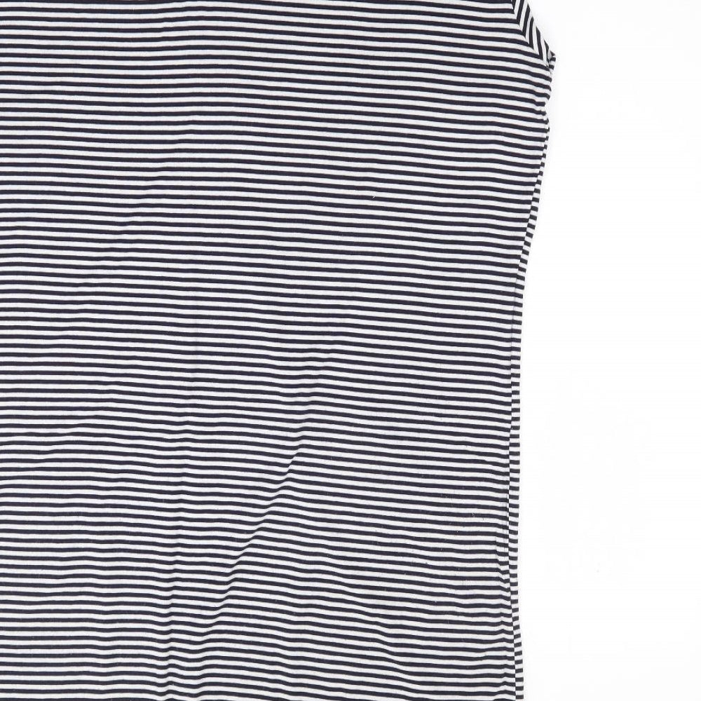 F&F Womens Blue Striped Viscose A-Line  Size 16  Scoop Neck Pullover
