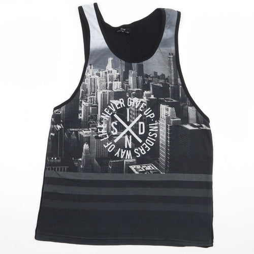 Inside Youth Boys Black Geometric Polyester Jersey Tank Size XS Round Neck Pullover