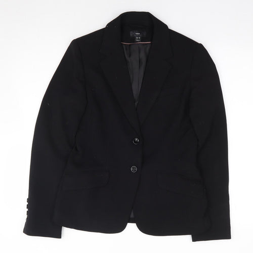 H&M  Womens Black  Polyester Jacket Suit Jacket Size 10