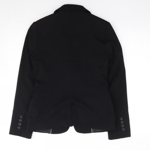 H&M  Womens Black  Polyester Jacket Suit Jacket Size 10