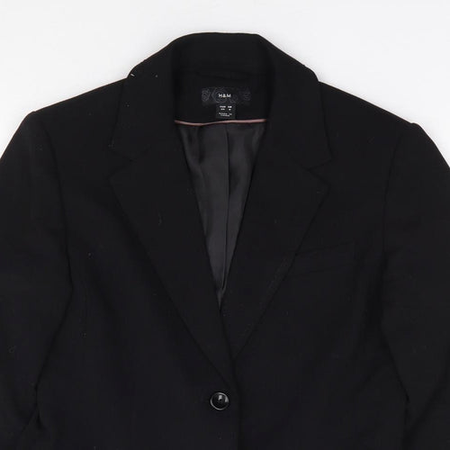 H&M  Womens Black  Polyester Jacket Suit Jacket Size 10