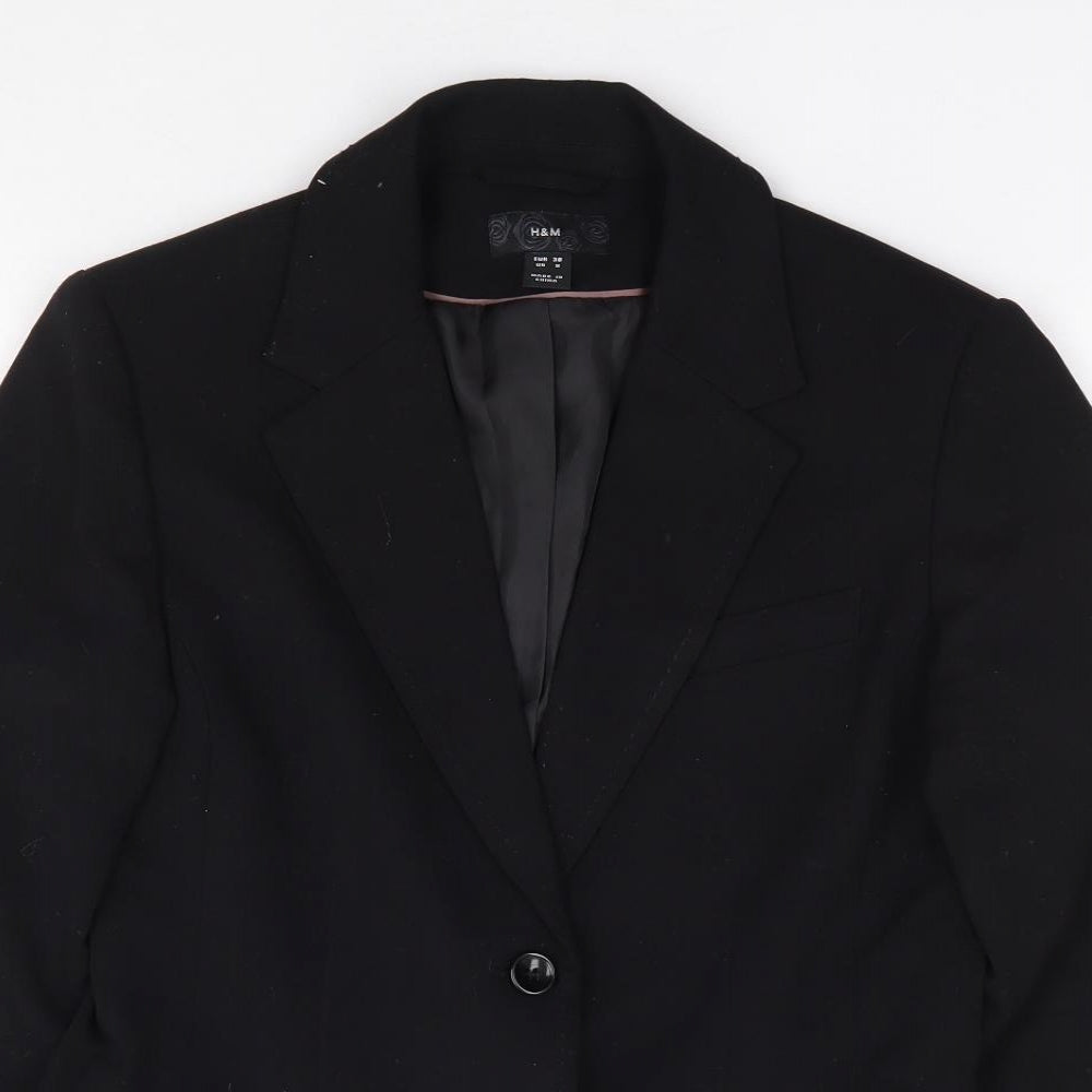 H&M  Womens Black  Polyester Jacket Suit Jacket Size 10