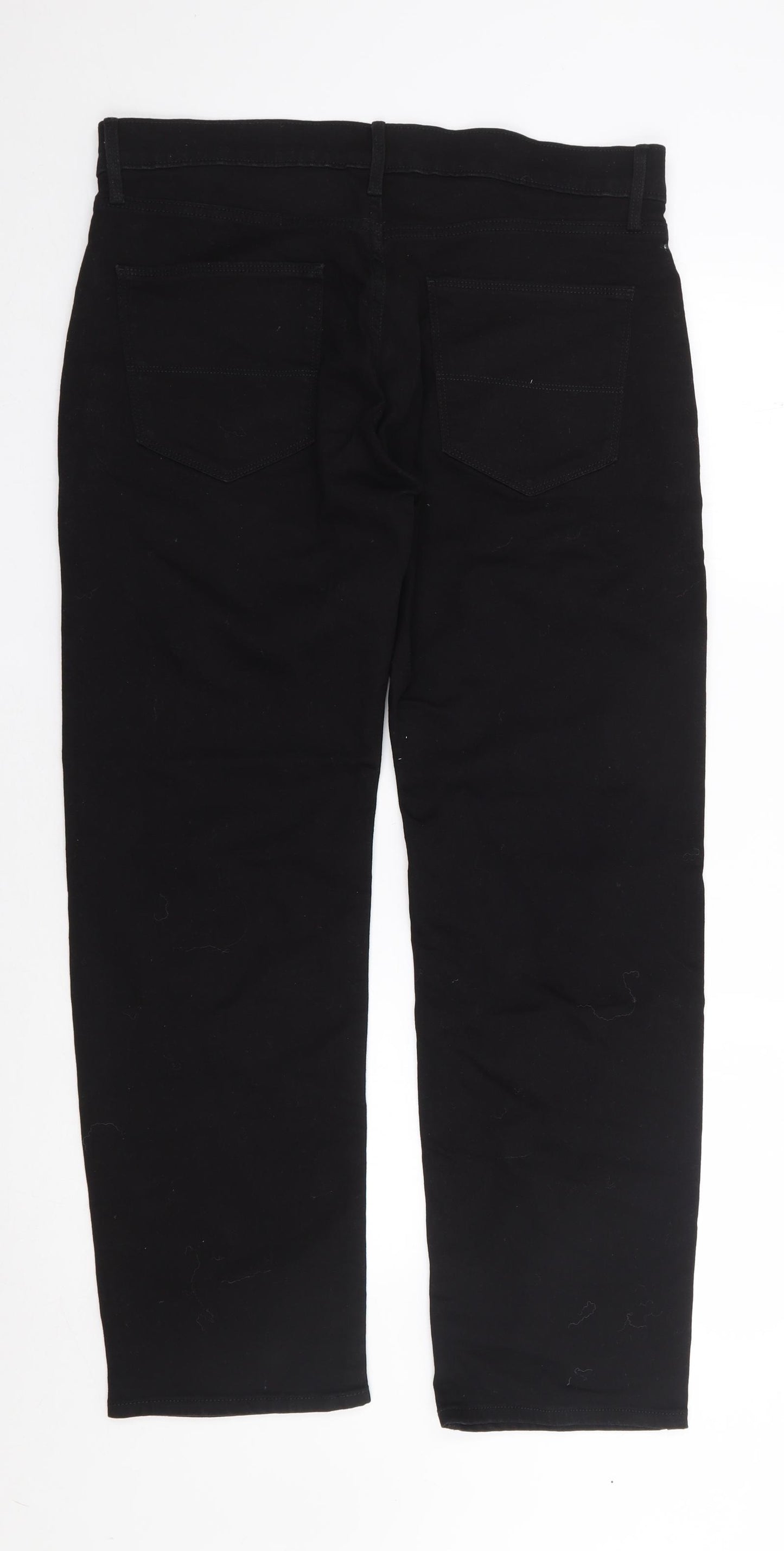 Marks and Spencer Mens Black  Cotton Straight Jeans Size 34 L29 in Regular Zip