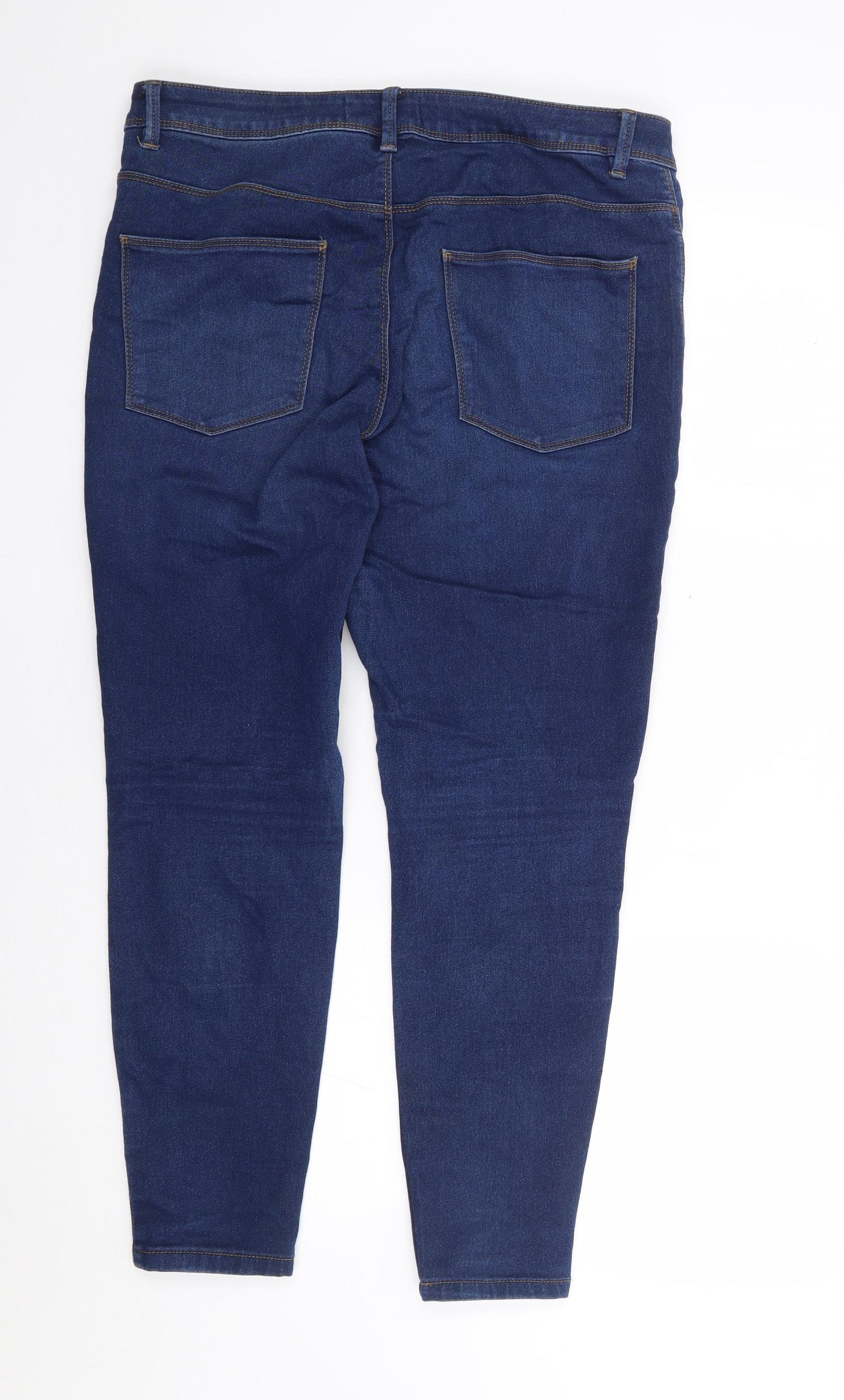 Primark Womens Blue  Cotton Skinny Jeans Size 14 L28 in Regular Zip