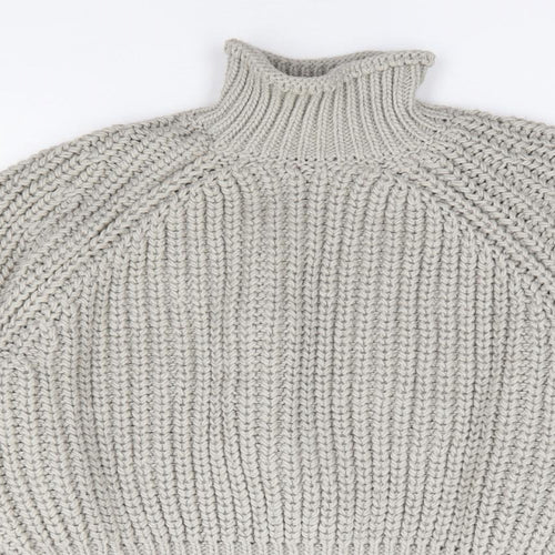 H&M  Womens Grey High Neck  Polyester Pullover Jumper Size M