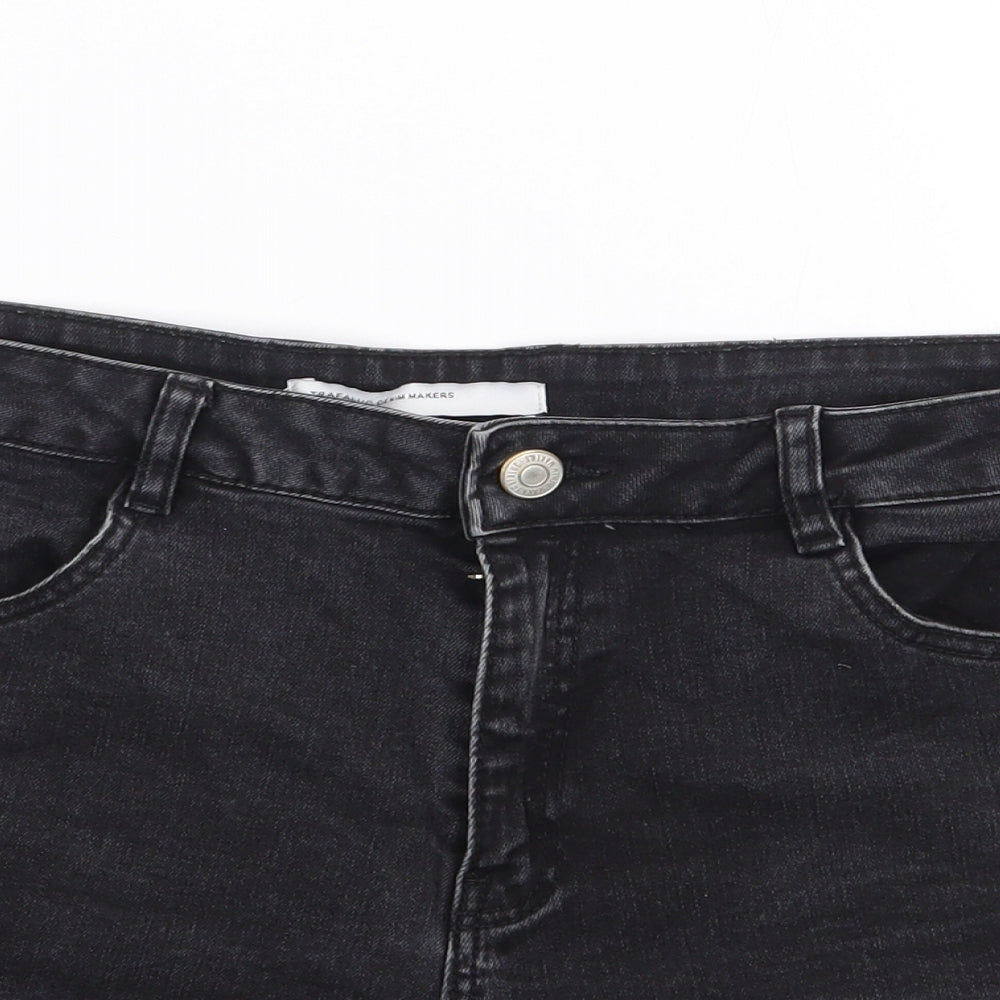 Zara Womens Black  Cotton Hot Pants Shorts Size 12  Regular Zip
