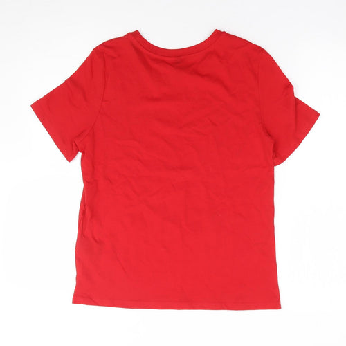 H&M  Womens Red  100% Cotton Jersey T-Shirt Size S Crew Neck