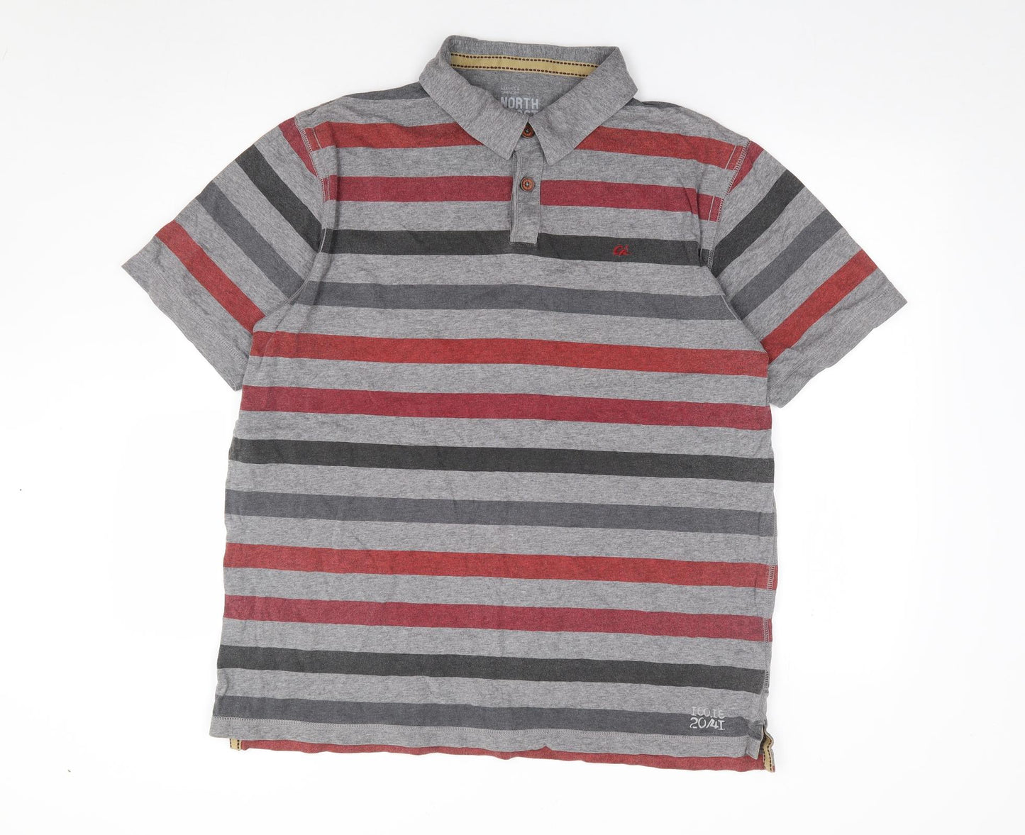 Marks andSpencer Mens Multicoloured Striped Cotton  Polo Size XL Collared Pullover