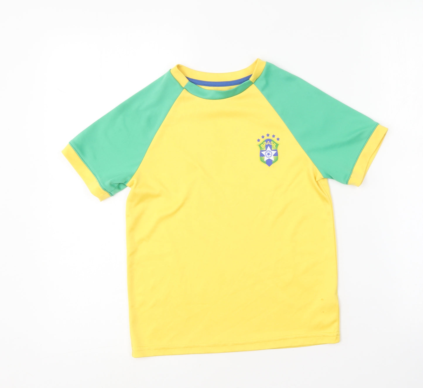 Dunnes Stores Boys Yellow  Polyester Basic T-Shirt Size 8-9 Years Round Neck  - Brazil