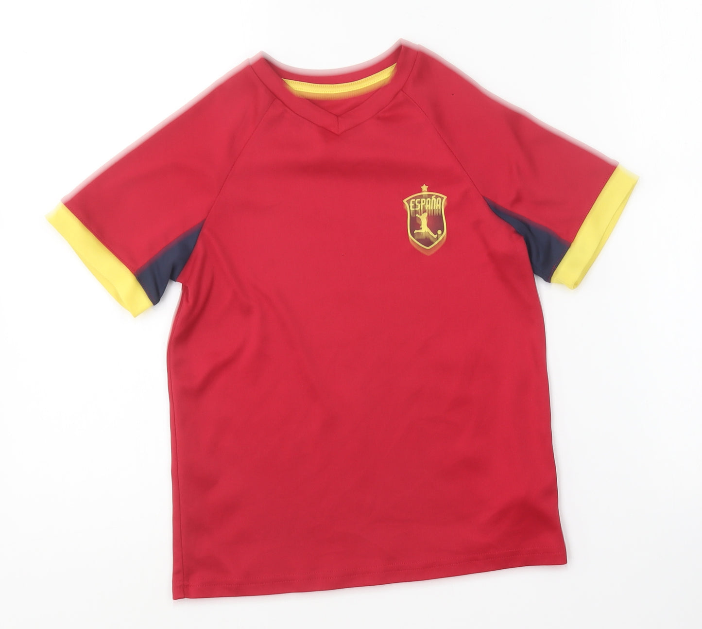 Dunnes Stores Boys Red  Polyester Basic T-Shirt Size 8-9 Years Round Neck  - Espana