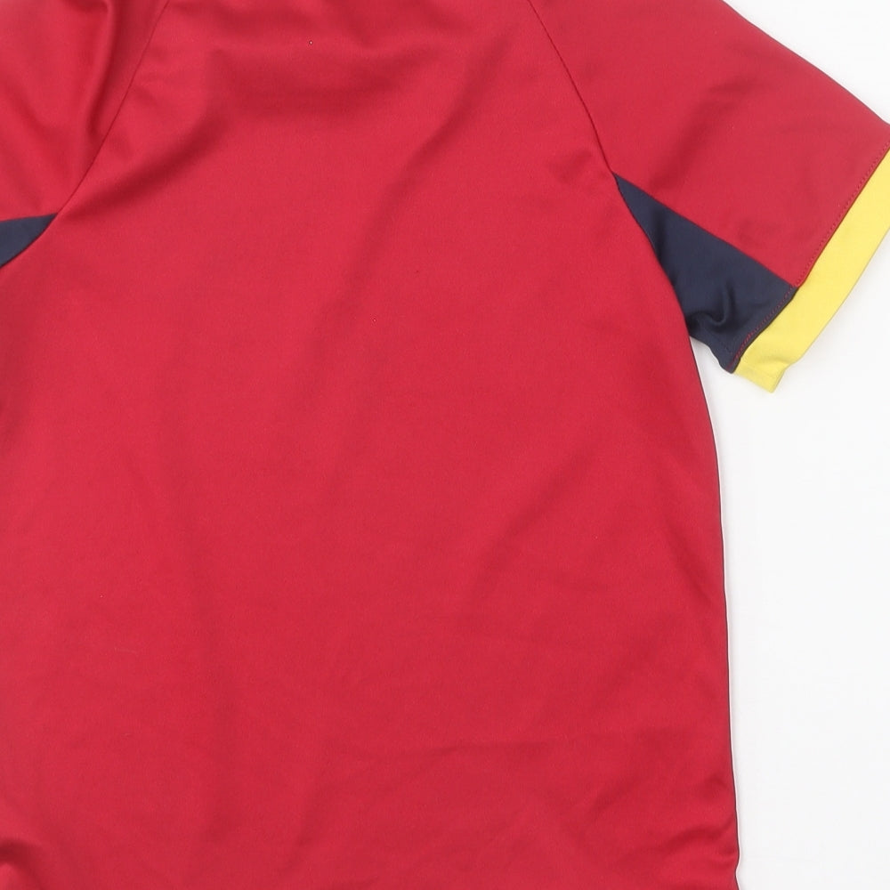Dunnes Stores Boys Red  Polyester Basic T-Shirt Size 8-9 Years Round Neck  - Espana