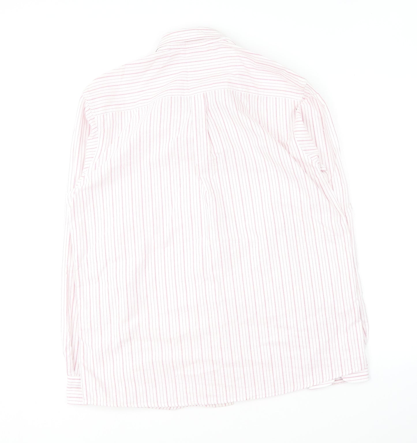 Cotton Traders Mens Pink Striped Cotton  Button-Up Size M Collared
