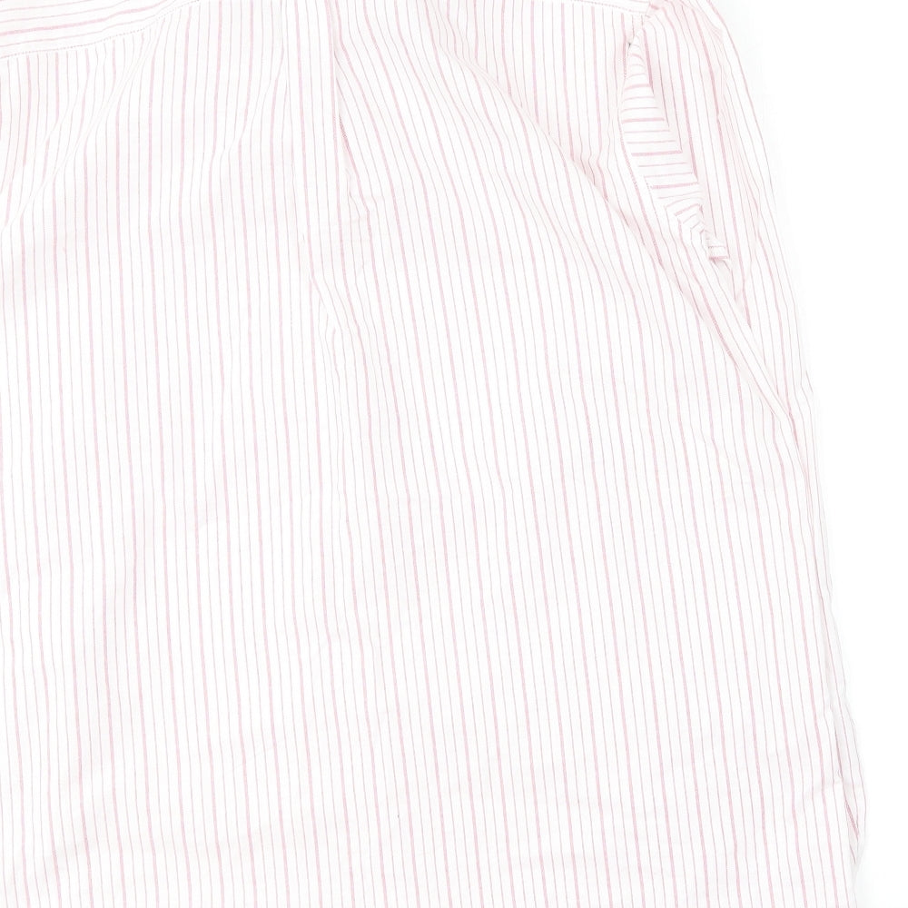 Cotton Traders Mens Pink Striped Cotton  Button-Up Size M Collared
