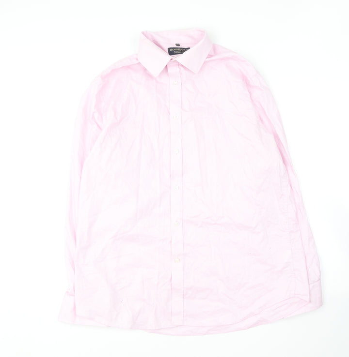 Hammond & Co  Mens Pink  Cotton  Button-Up Size 17 Collared