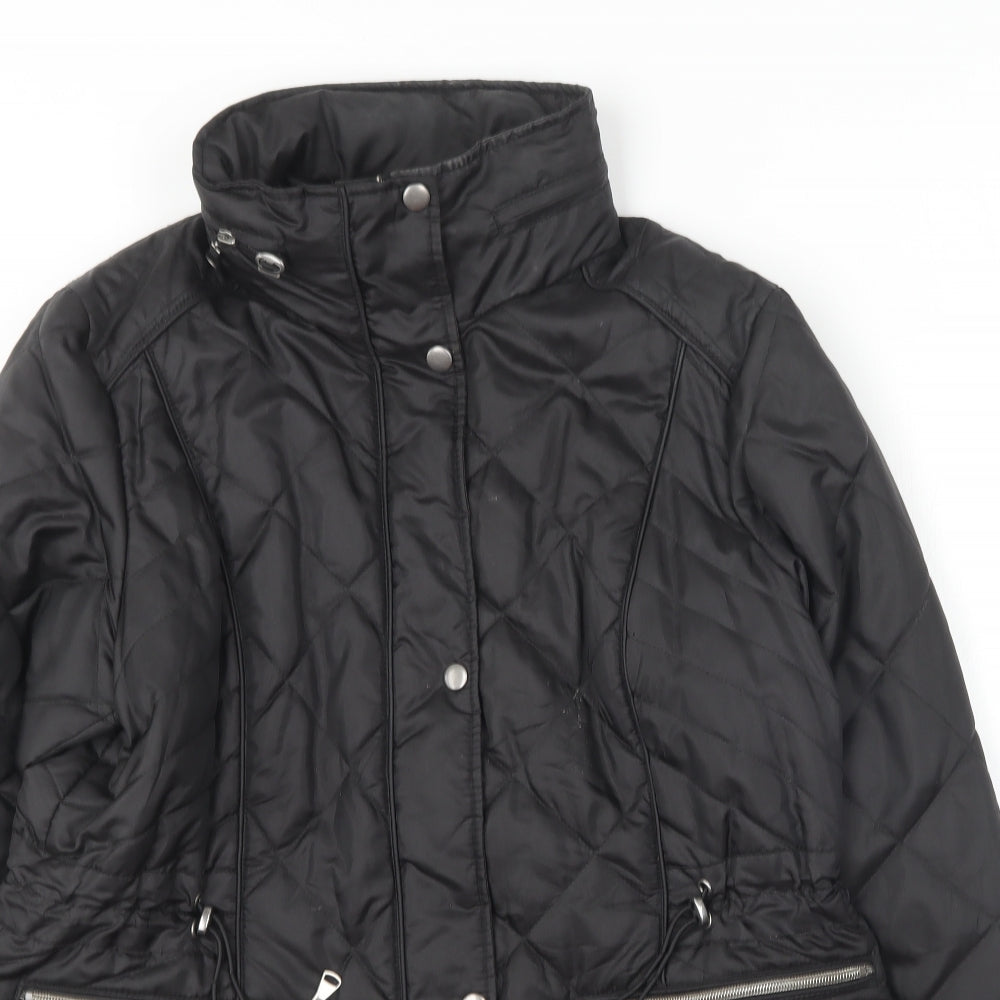 Preworn Womens Black   Quilted Coat Size 14