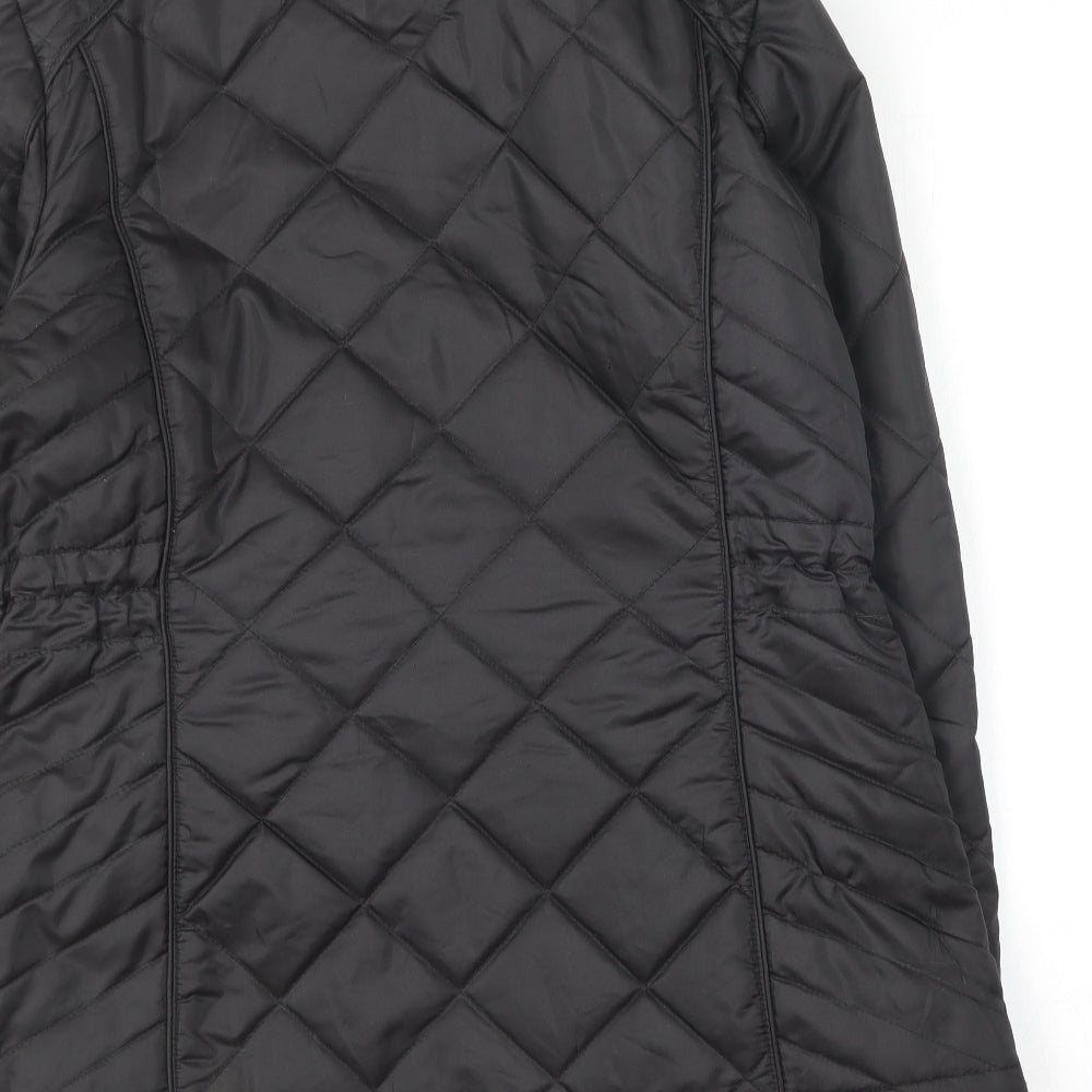 Preworn Womens Black   Quilted Coat Size 14