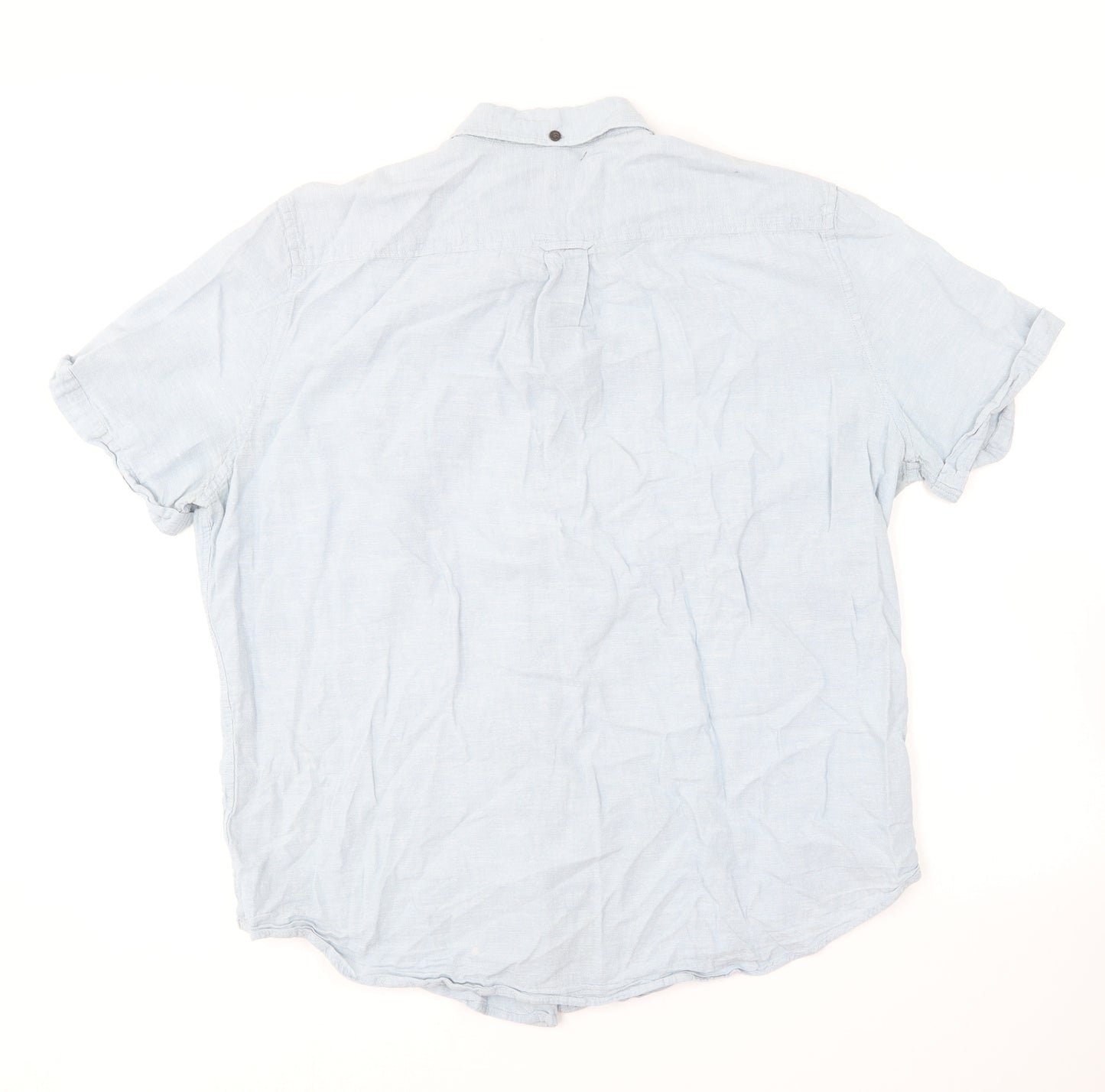 NEXT Mens Blue  Linen  Button-Up Size XL Collared