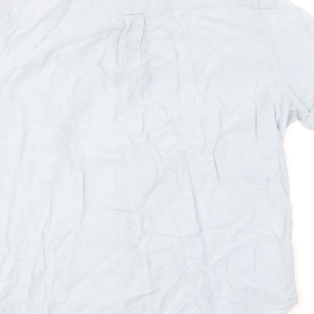 NEXT Mens Blue  Linen  Button-Up Size XL Collared