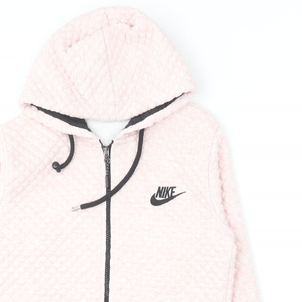 Nike Womens Pink  Cotton Full Zip Hoodie Size S